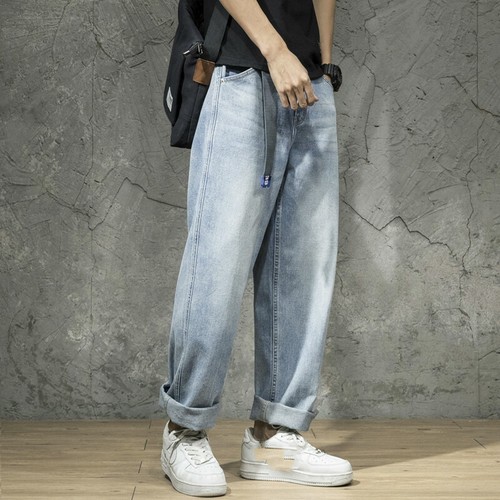 Men Wide Leg Jeans 80s Vintage Straight 