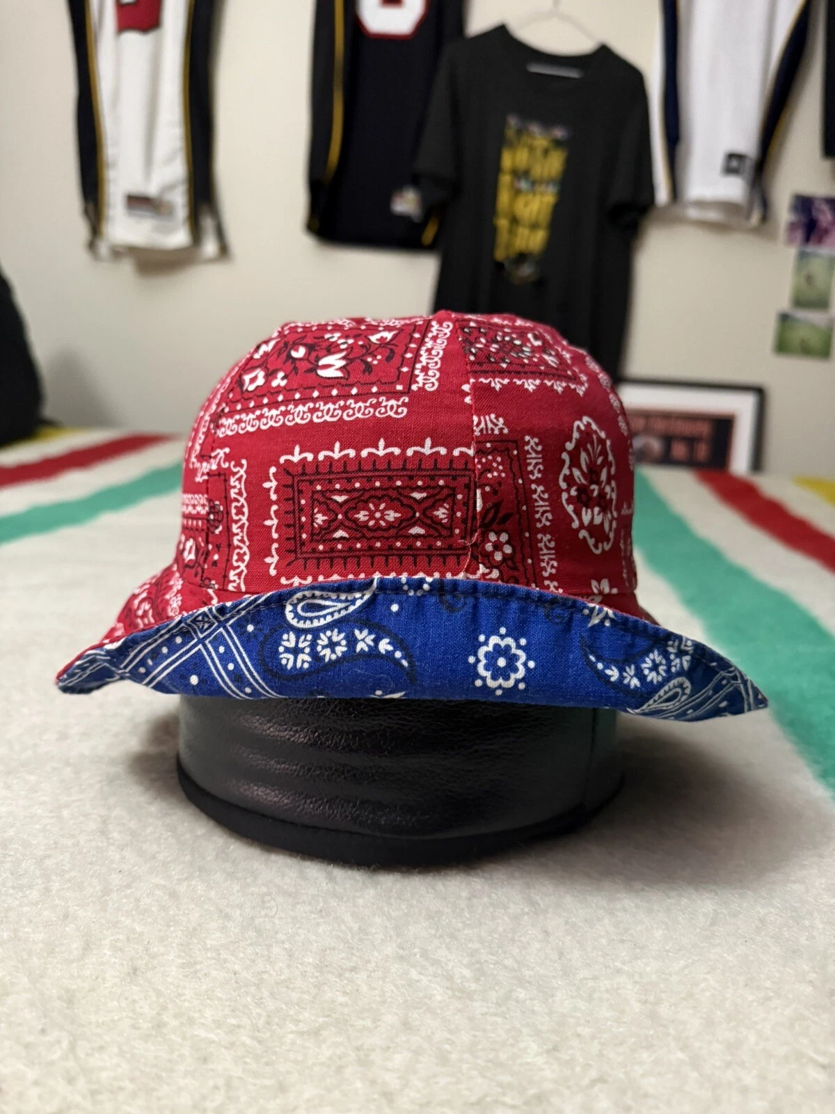 Vintage 50s 60s 70s Handmade Custom Reversible Paisley Bandana Bucket Hat Small
