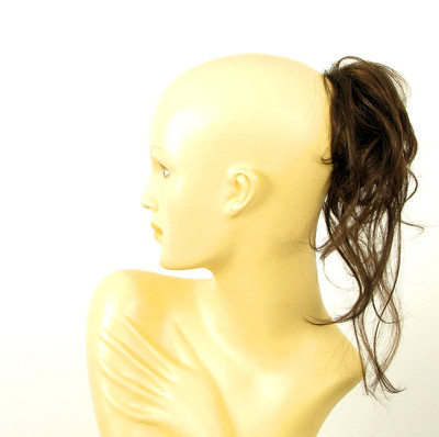 Postiche Chignon / Queue De Cheval Synthétique - Couleur Chocolat Mèches Cuivrées