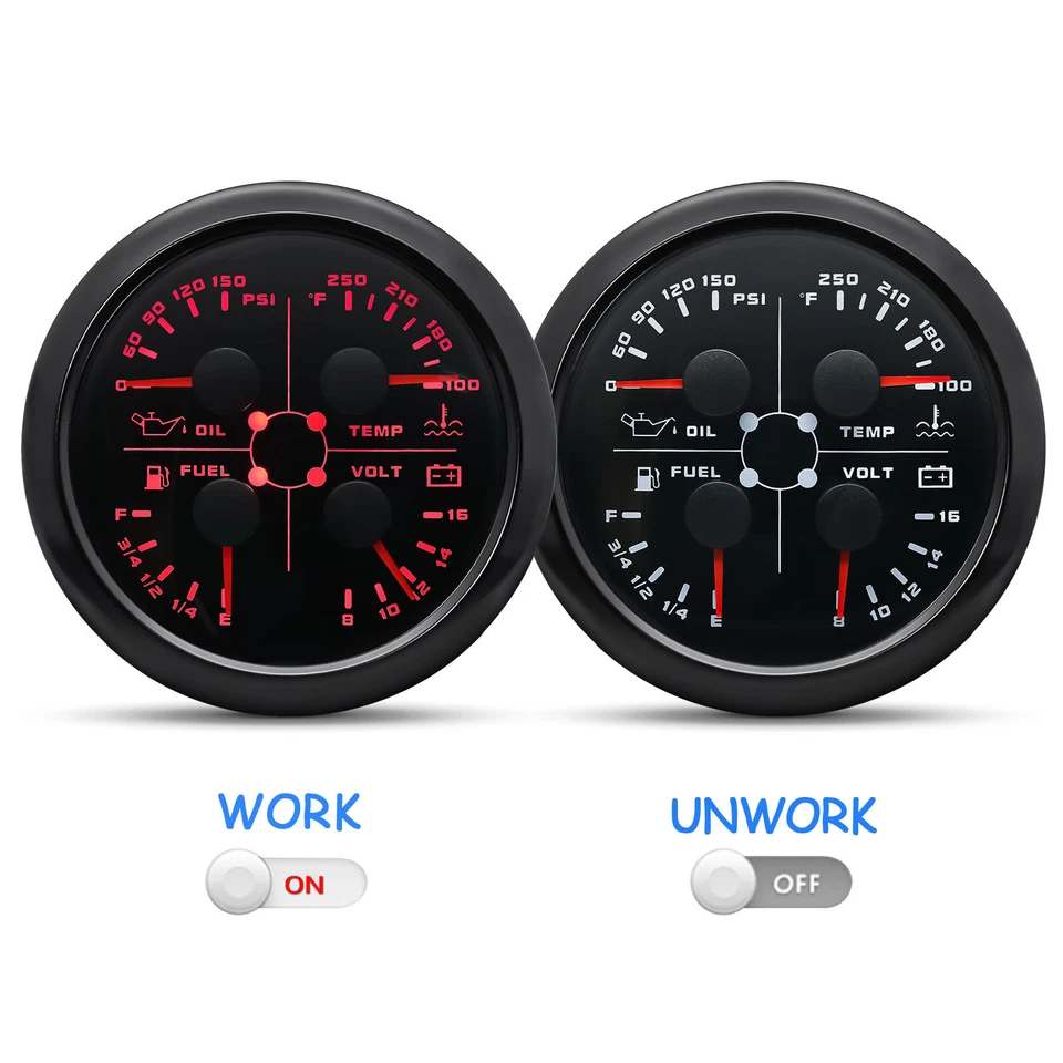 2 Gauge Set 85mm GPS Speedometer 120MPH Tacho&85mm 4 I N 1 Guage with Sensor US - Image 4 of 4