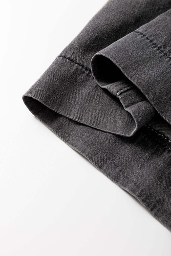 Carbon Grey Mineral Wash Button Fly Waist Wide Leg Jeans - Picture 7 of 15