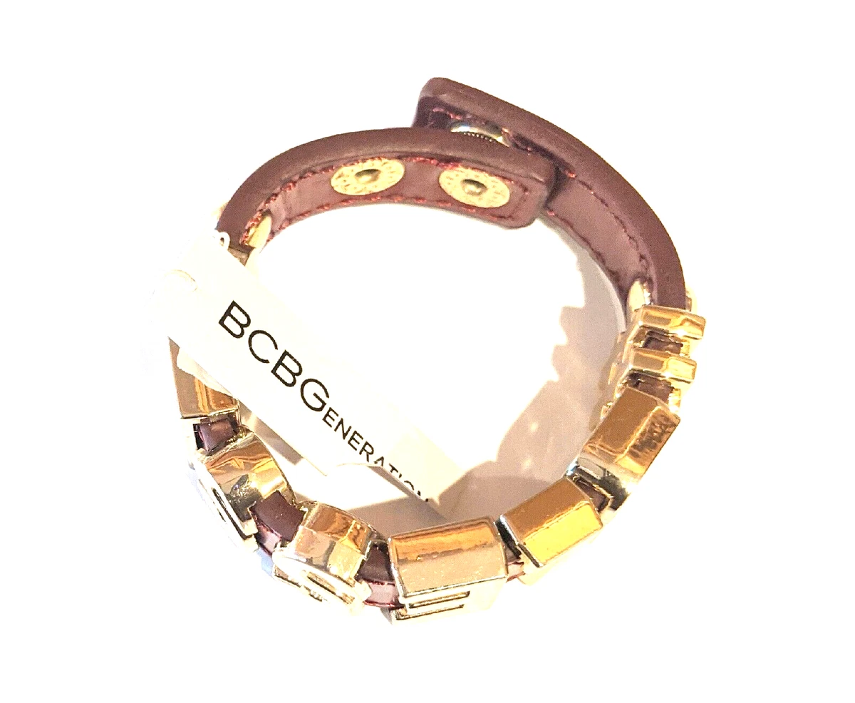 Bcbgeneration Bracelet Brown Leather Wrap Blessed Metallic Gold eBay