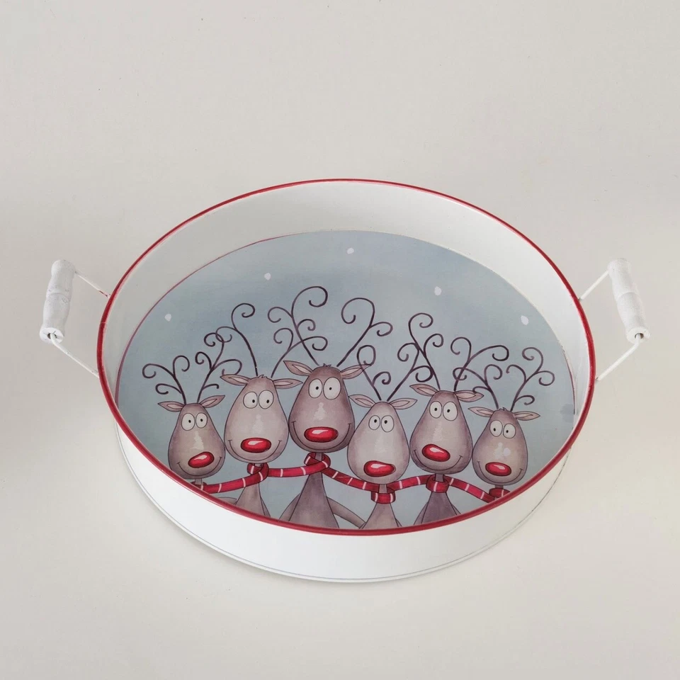BOLTZE TABLETT AUS METALL MAGNUS 6 LUSTIGE RENTIERE B 41 CM  NEU