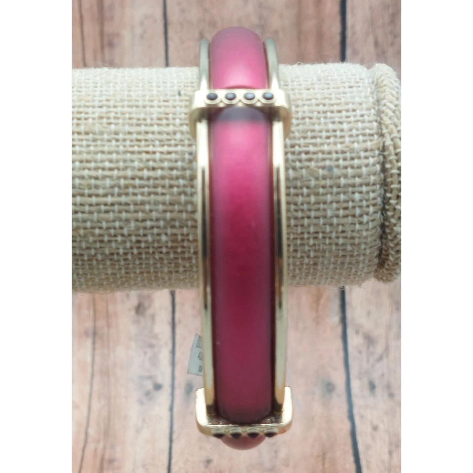 NUEVO CON ETIQUETAS Coldwater Creek Tono Dorado y Panel Rosa Pulsera Elástica Acentos de Estrás Foto 2 de 4