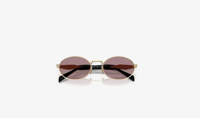 Prada 65ZS ZVN20I 55 Pale Gold Light Purple Brown Sunglasses PR65ZS Prada PR 65ZS L (55 - 20) with Violet lenses and Gold frame  main image 4