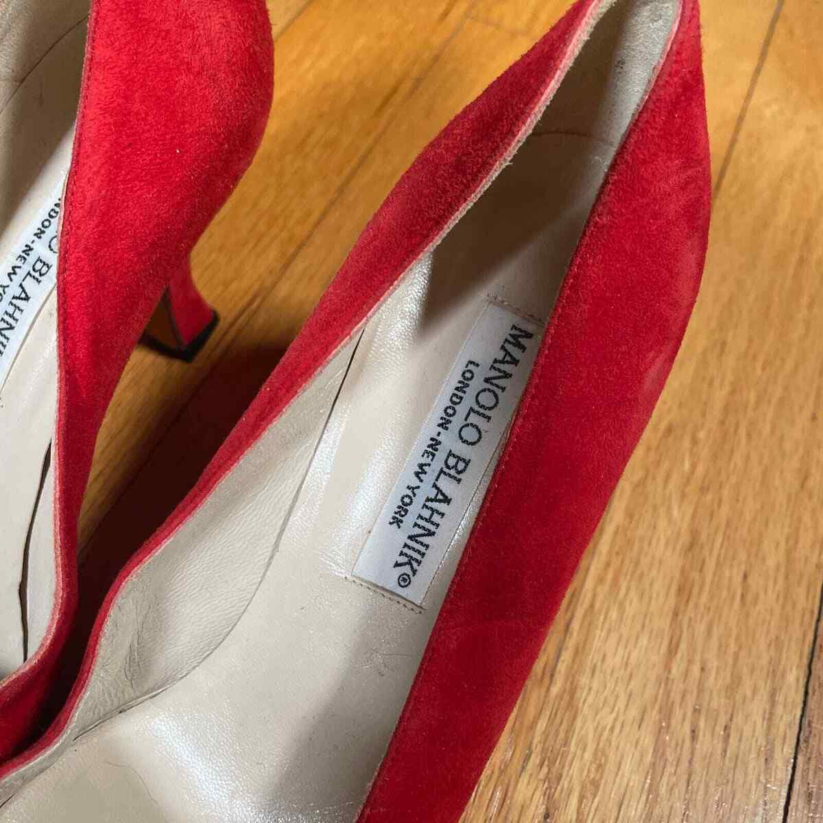 Manolo Blahnik Red Suede Heels Size 37.5 UK 7.5 US | eBay Manolo Blahnik Red Suede Heels Size 37.5 UK 7.5 US | eBay