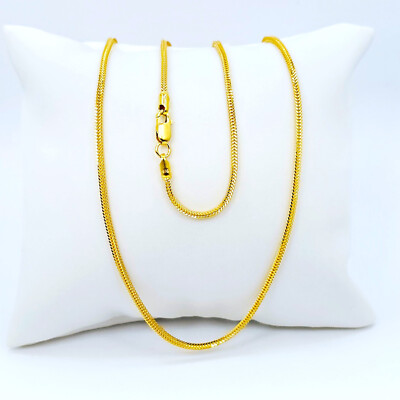 22K Solid Gold Franco Chain Necklace 16 in Choker 1.5mm Genuine Hallmarked 916