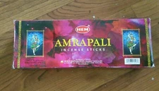 HEM INCENSE STICKS 2X20CT TUBE   " AMRAPALI " handcrafted INDIA 