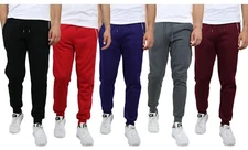 Mens Fleece Jogger Sweatpants With Zipper Pockets Slim Fit Warm Lounge Gym NWT