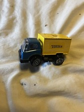 Vintage Tonka Delivery Box Truck Yellow Blue Pressed Steel JAPAN 3"