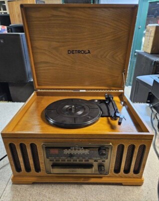 Oak Detrola KM837 Record Player CD Cassette Am/fm for Parts or