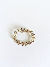Vintage Rhinestone Faux White Pearl Beautiful Gold Tone Wreath Shape Pin Brooch