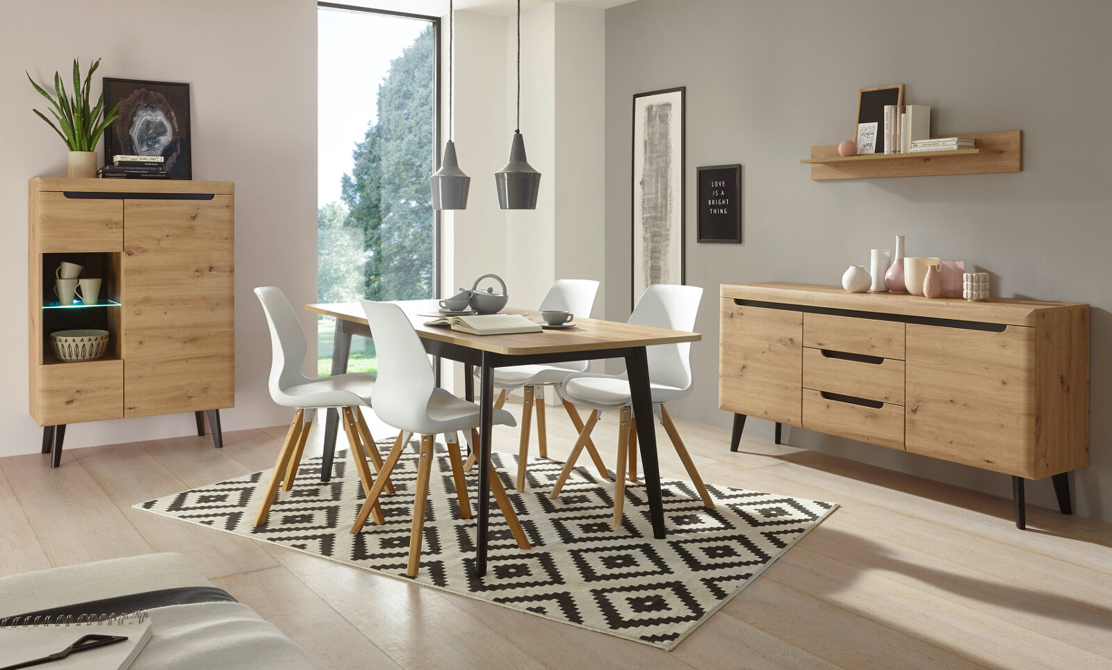 Sideboard Anrichte in Artisan Eiche und schwarz Kommode 160 x 83 cm Ronson