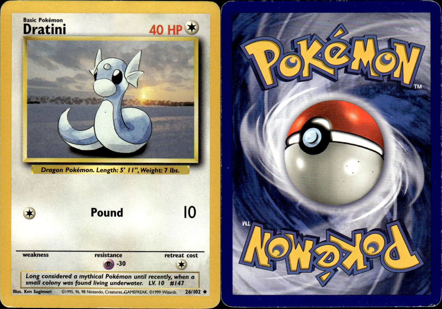 Pokemon Dratini 26/102 LP Pokemon  1999 Uncommon LP