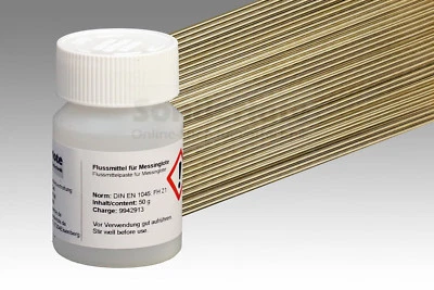 Messinglot L-CuZn39Sn Hartlot, 30 St. Abm. 2,0 x 500 mm u. 100 g Flussmittel