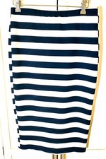 Vintage By By Navy Blue White Stripe Pencil Skirt Made In USA Size M