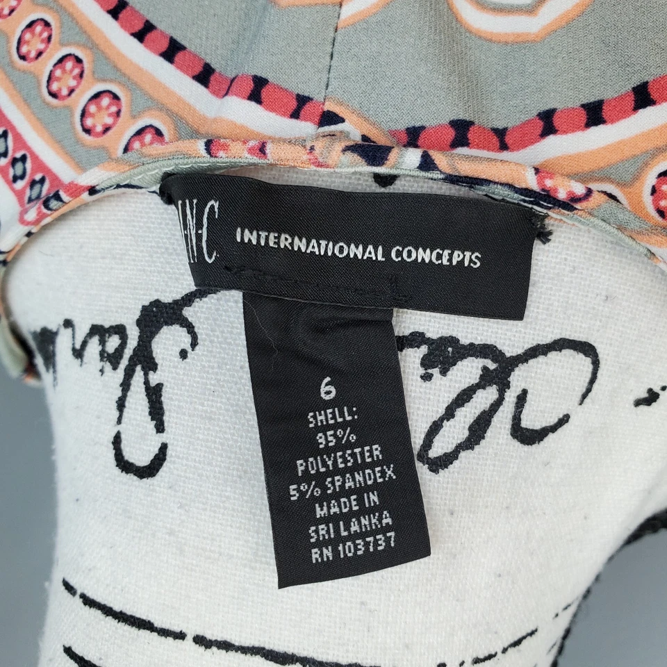 Платье женское INC International Concepts 6 мульти пейсли с длинным рукавом круглый вырез - Изображение 3 из 4