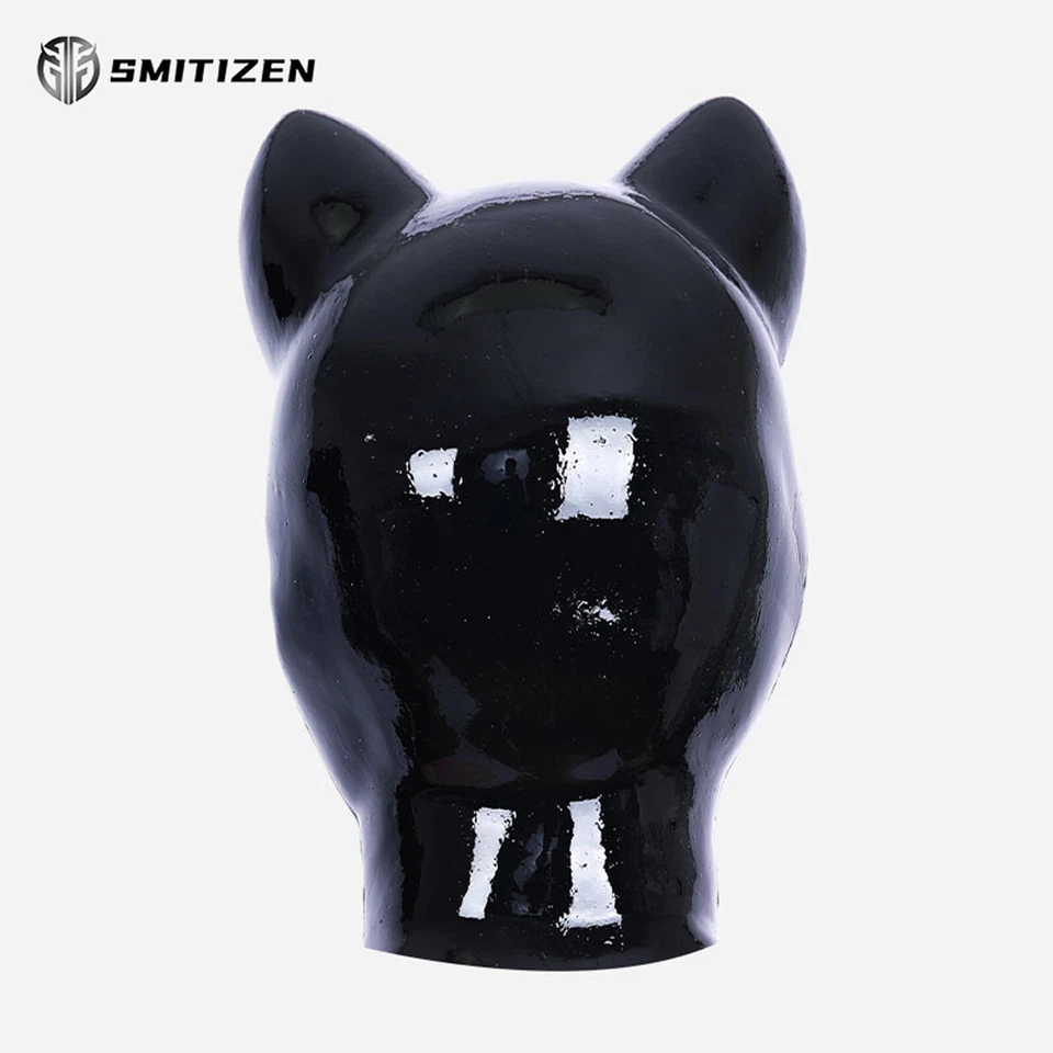 Smirtizen Silicone Black Short Ears Drone Hood With Lock Pattern for Fetish Gay - Image 4 of 4