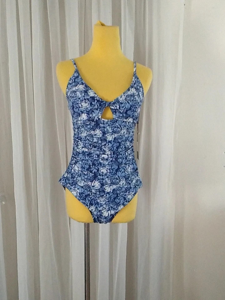 Traje de baño Jones New York Tummy Control azul floral talla mediana  Foto 3 de 4
