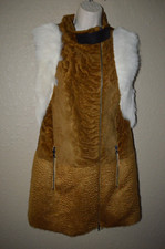 Nwot Sz S Drome Brown Mohair White Trim Zip Up Vest