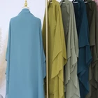 Two Layers Muslim Ramadan Women Large Khimar Hijab Niqab Burqa Tops Kaftan Dress