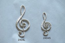  2404 Lot 2Pcs Big,Small Silver Music Note Embroidery Iron On Applique Patch