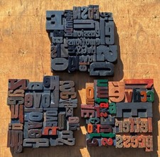 Unique Collage composition letterpress wood type characters printing old rare **