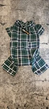 Fab Dog Flannel Dog Pajamas, 18 Length, Medium Green Plaid, Warm Comfy