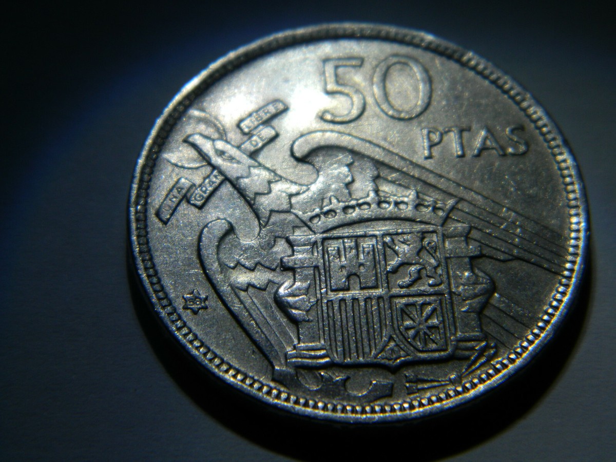 1957 50 Pesetas Spain - Star58 + Mint error - unique coin