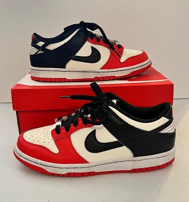 Size 7Y - Nike Dunk Low GS NBA 75th Anniversary Chicago Red DO6288-100