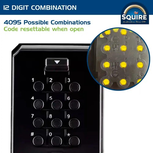 Wall Mounted Key Safe Combination Lock Box 12 Digit METAL Home Squire - Bild 2 von 9
