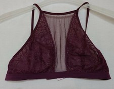 Victoria's Secret Purple Unlined Bralette Bra Lace High Neck Dream Angels Size M
