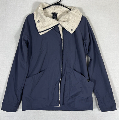 Oakley Jacket Women's Large Zip Up Sherpa Lined Winter Blue Nylon