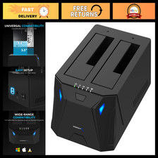USB 3.0 Dual Bay External Hard Drive Docking Station for 2.5/3.5in HDD/SSD, Clon