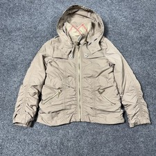 Burberry Jacket Girls 8 Beige Hooded Ruched Windbreaker Check Lined Lightweight
