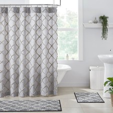 SHOWER CURTAIN FARMHOUSE COUNTRY TEXTURED FABRIC 72x72 FRAYED LATTICE BLACK