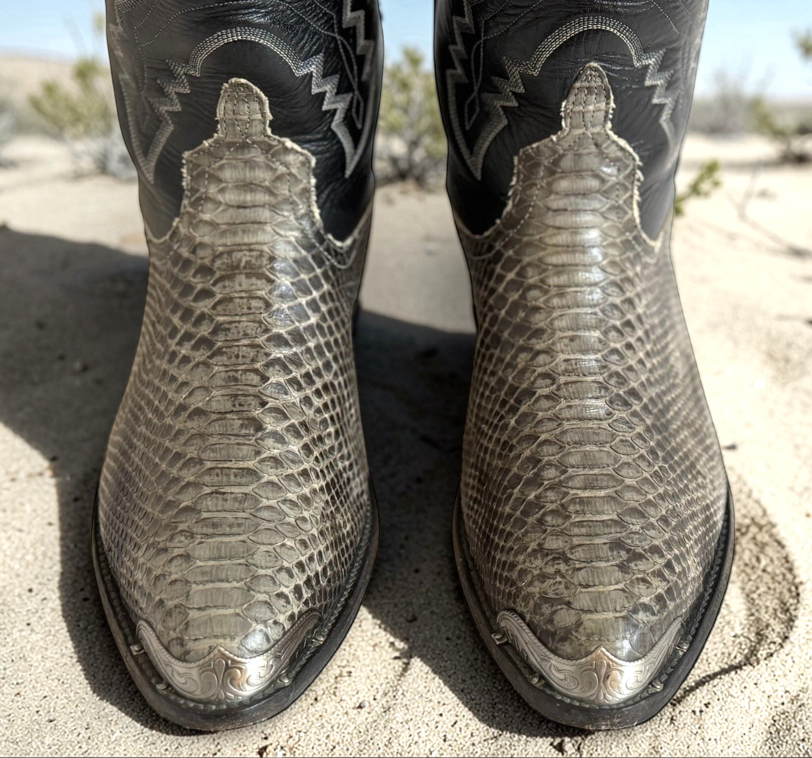 Vtg Mens Anderson Bean 9.5 E Python Snakeskin Bla… - image 3