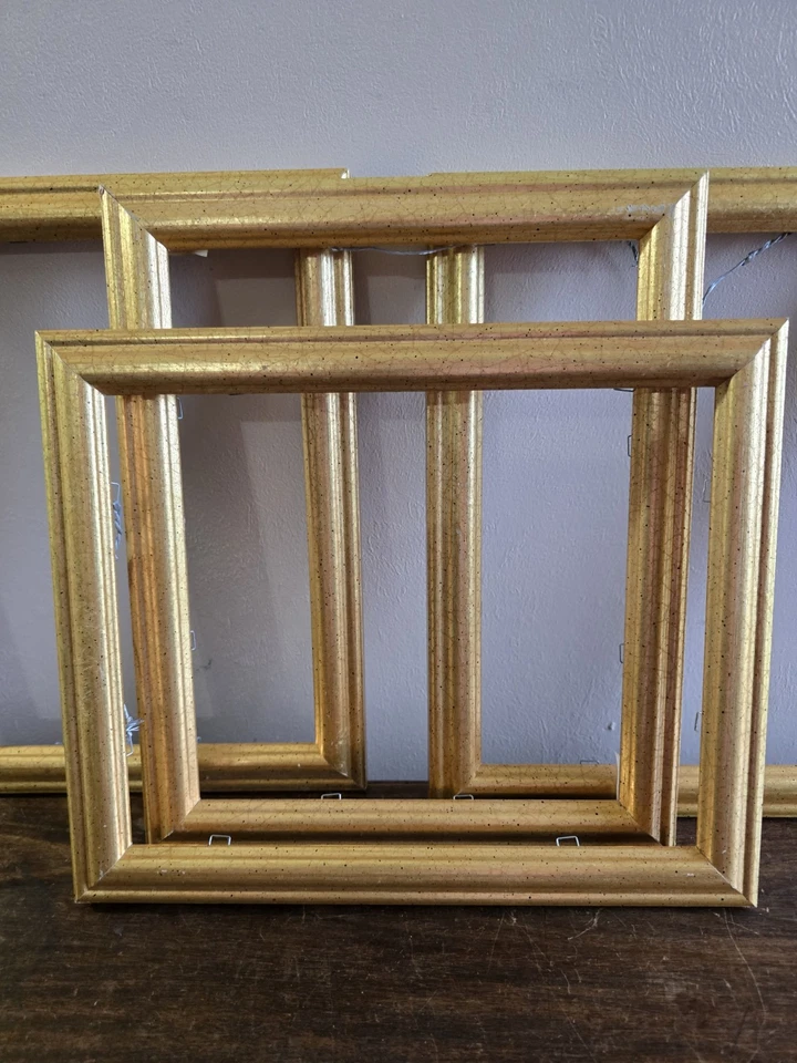 Juego de 4 marcos de fotos colgantes de pared de madera dorada ornamentada tamaño de fotos 8x10 " decoración Foto 2 de 4