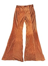 Womens CIDER boutique rust brown pants LARGE NEW velour corduroy retro flare