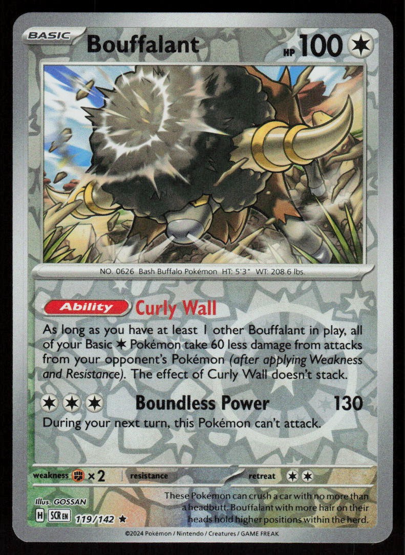 Bouffalant 119/142 Rare Stellar Crown Pokemon Reverse Holo Near Mint