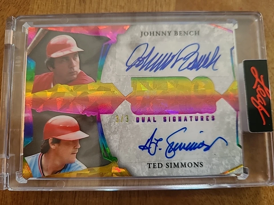 2025 Leaf Spectacular HeroGraphics2 Johnny Bench Ted Simmons Dual Auto 3/3 - Imagem 3 de 4