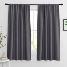 RYB HOME Blackout Curtains 63" L, Energy Saving, Noise Reducing, Grey, 62"W