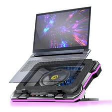 Gaming Laptop Cooling Pad with Powerful Turbofan, RGB Cooler with External Va...