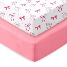 Baby Crib Sheets for Girls Boys,2 Pack Fitted Crib Sheets for Standard Mattre...