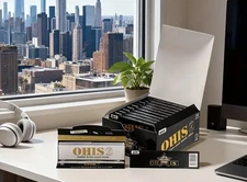 OHIS Black Natural King Size Rolling Papers W Filter Tips Full Box 24 Booklets