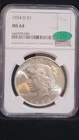 1934-D Peace Dollar.      CAC  NGC MS64