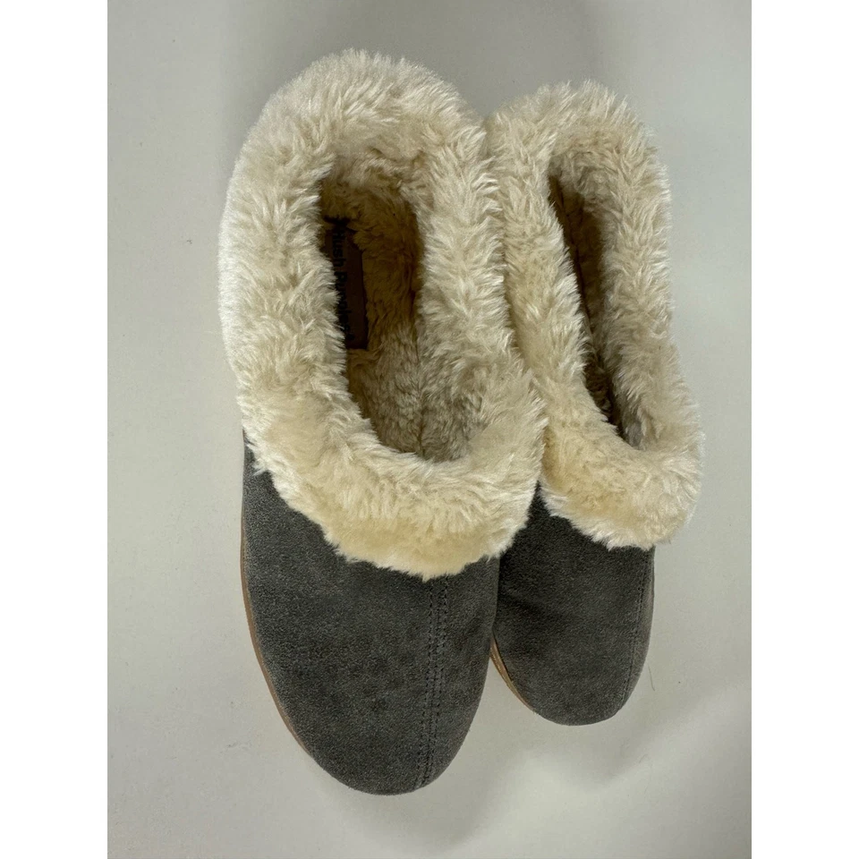 Hush Puppies Slippers Women’s Size 9 Mule Slip On Gray Suede Faux Fur Lined - Image 3 of 4