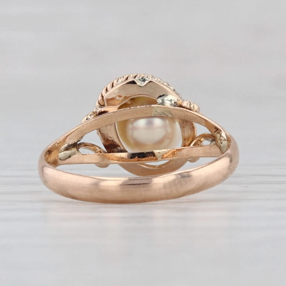 Anillo solitario perlas cultivadas oro amarillo 14k talla 5,5 Foto 4 de 4