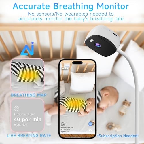 Instababy Smart 2K Crib Camera with AI Breathing Baby Monitor with Floor Stand - Picture 4 of 7