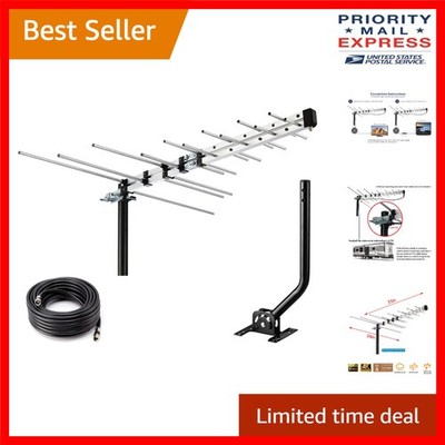 Outdoor Yagi HD Antenna   Long-Range 70 Mile Reception, 40FT RG6 Cable Included